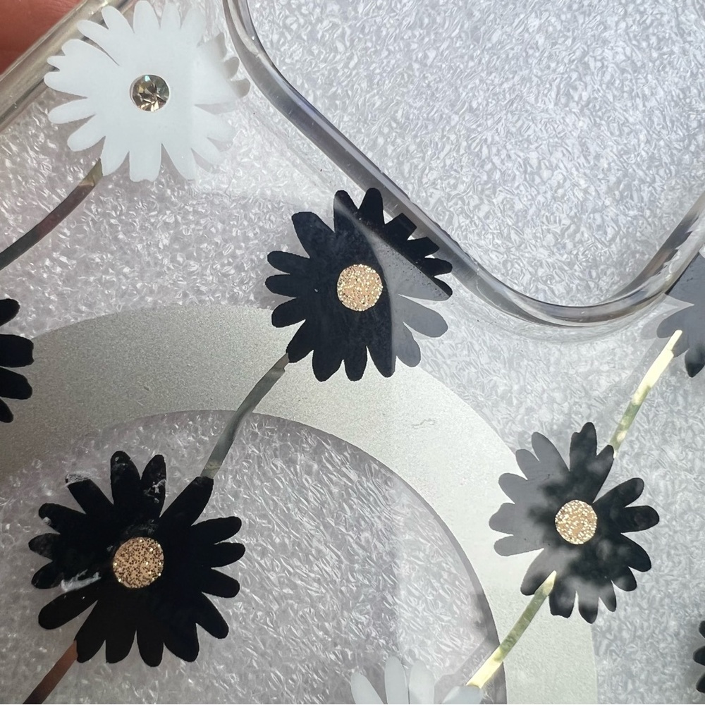 NO FLAWS LIKE NEW Kate Spade Clear Daisy iPhone Case - Black & White Daisies - Picture 3 of 10